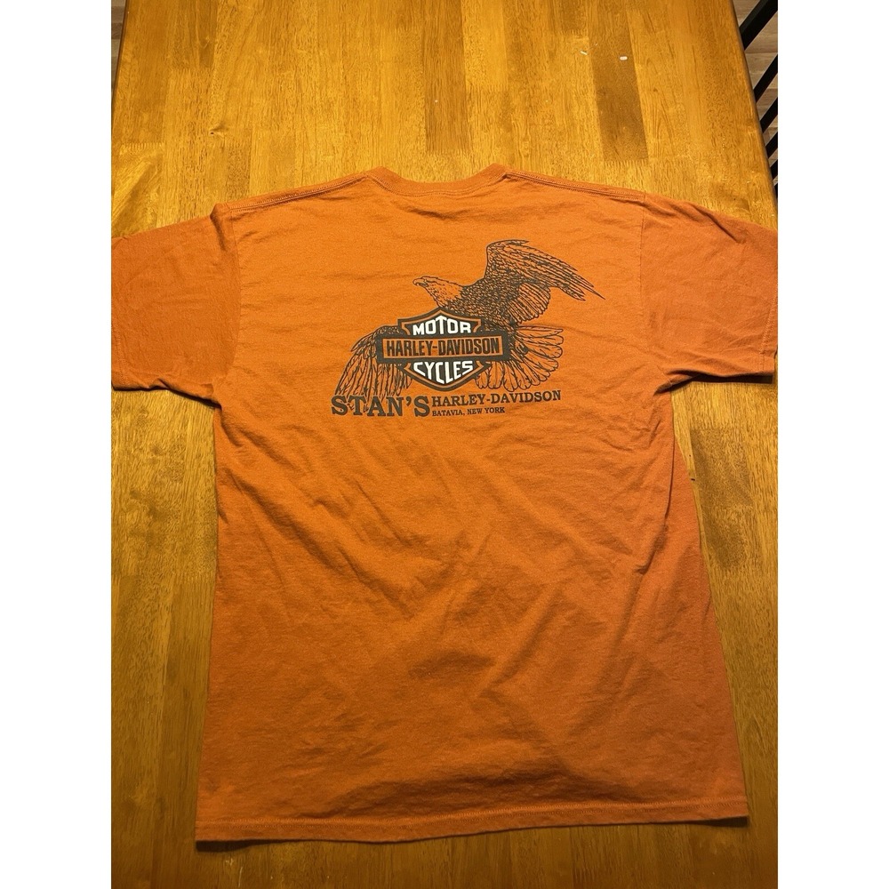 Harley-Davidson Stans Batavia NY Eagle Graphic T-Shirt Mens XL Burnt Orange‎